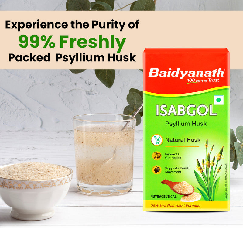 Baidyanath 99% Pure Isabgol (Psyllium Husk) 100g (Pack of 2)
