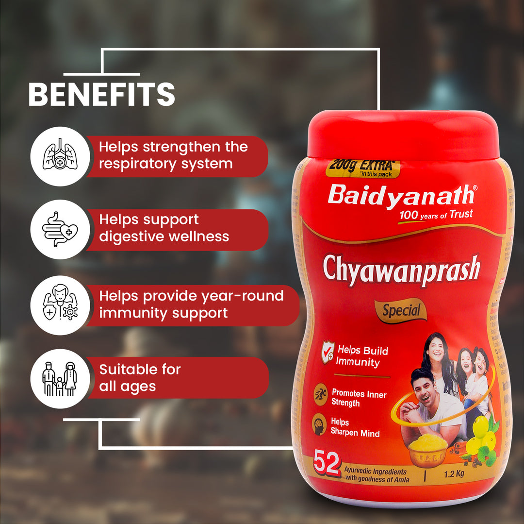 Baidyanath chyawanprash special  with there benifits icons.