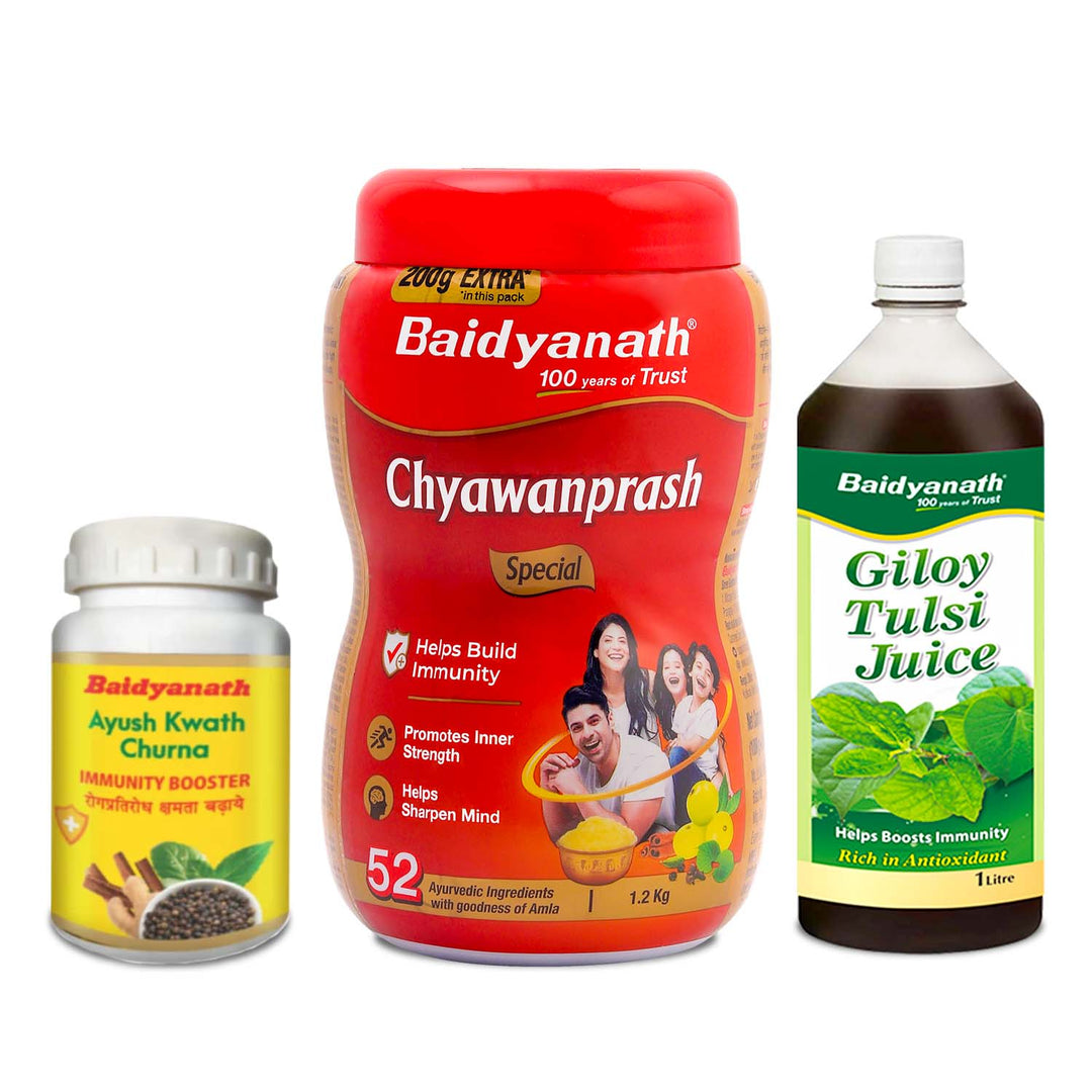 Baidyanath Immunity Booster Combo with Ayush Kwath Churn | Chaywanprash Special | Giloy Tulsi Juice