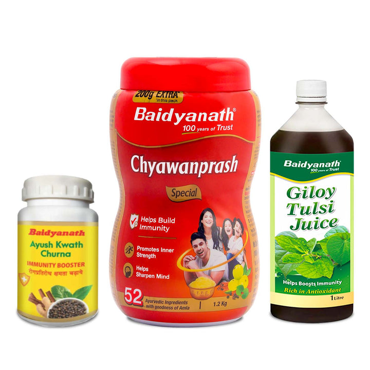 Baidyanath Immunity Booster Combo with Ayush Kwath Churn | Chaywanprash Special | Giloy Tulsi Juice