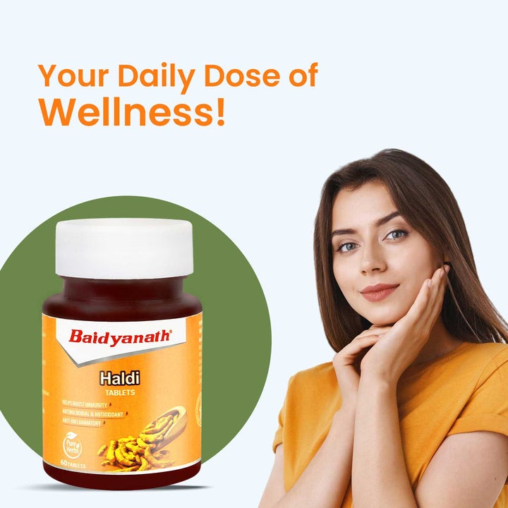 Baidyanath Haldi Tablets - 60Tablet | Natural Haldi Extract | Helps Boost Immunity, Blood Cleansing & Skin Problems (Pack of 2)