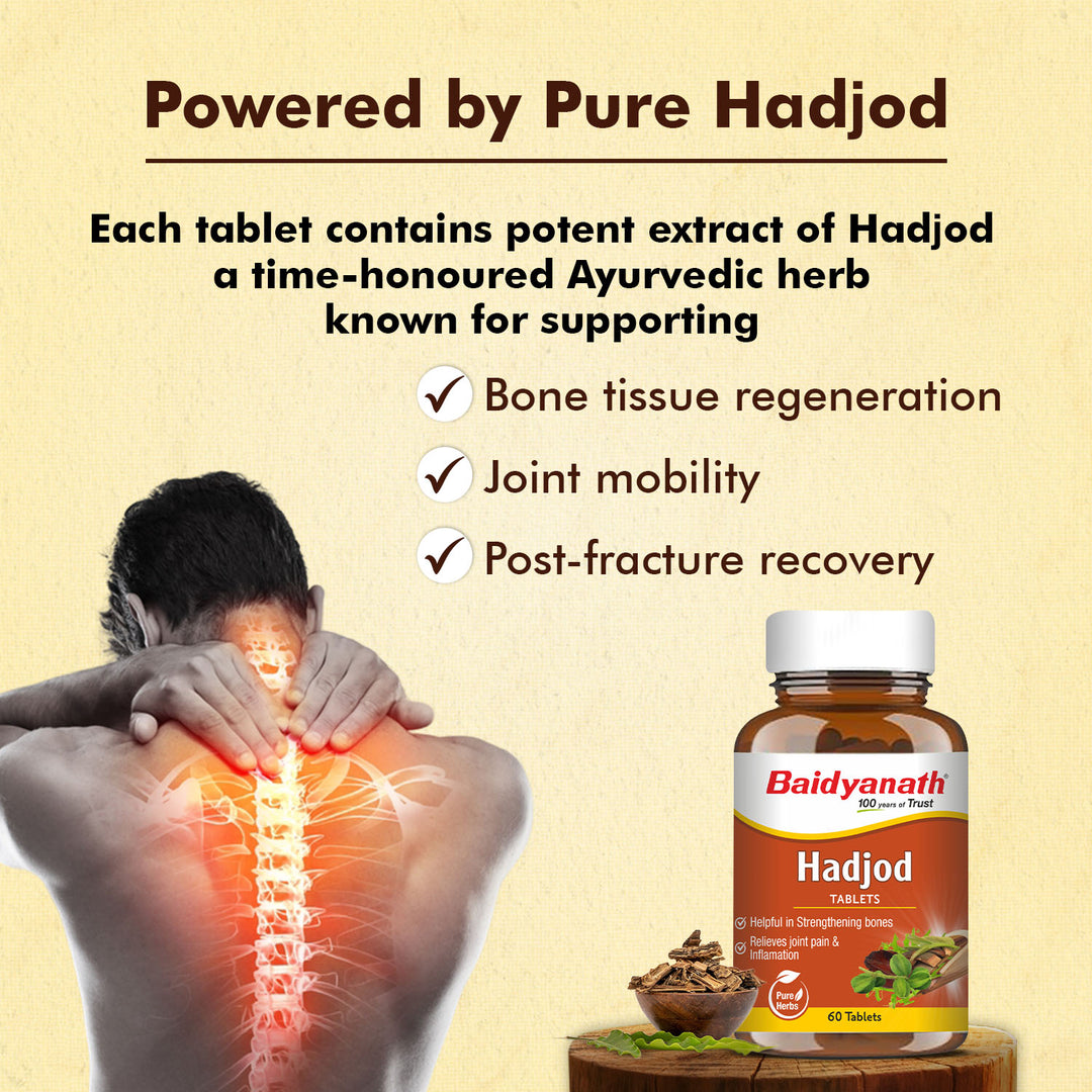 Baidyanath Hadjod Tablets | Supports Bone & Joint health-60 Tablets