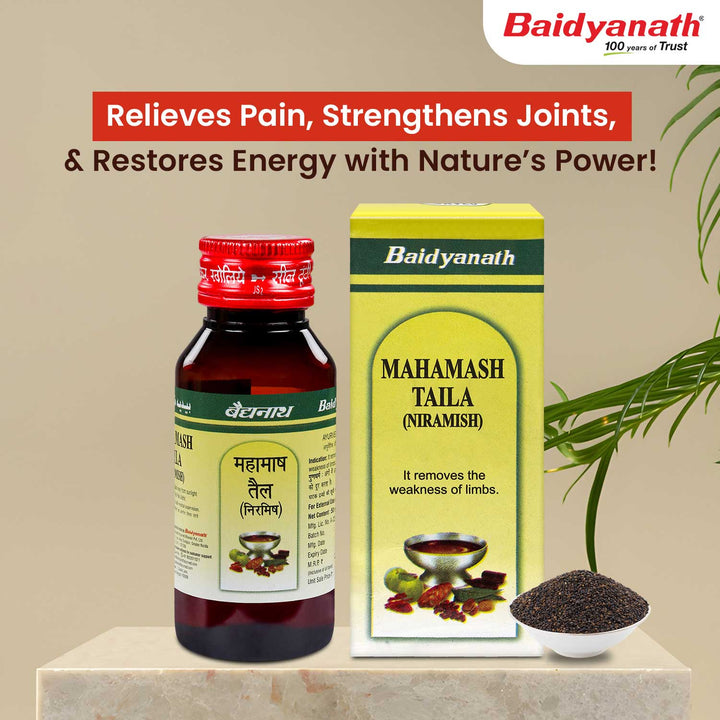 Baidyanath Mahamash Taila – Ayurvedic Oil for Joint Pain, Limb Weakness & Energy Restoration – Natural Pain Relief Formula.