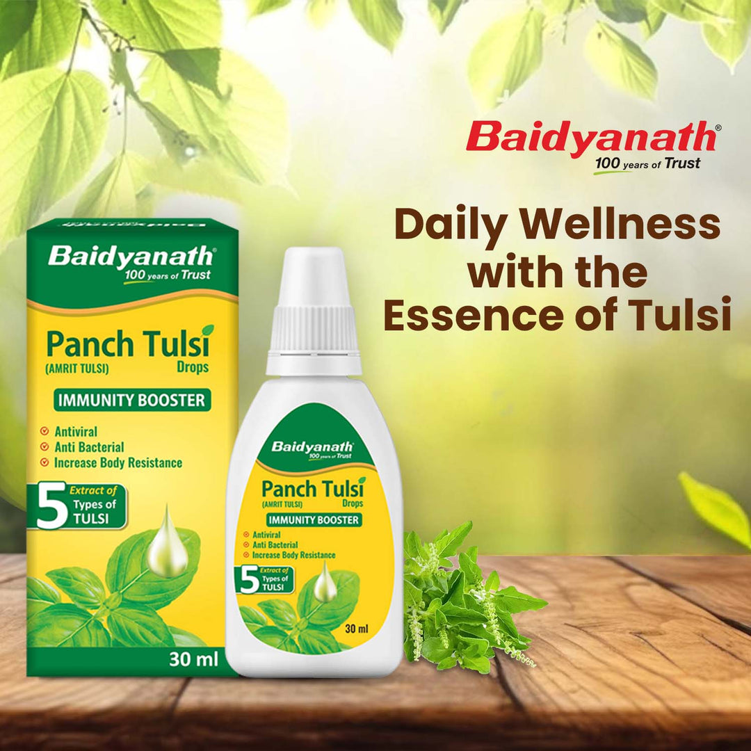 Baidyanath Panch Tulsi Drops - 30 ml | Natural Immunity Booster with Goodness of Five Types of Tulsi (Pack of 1)