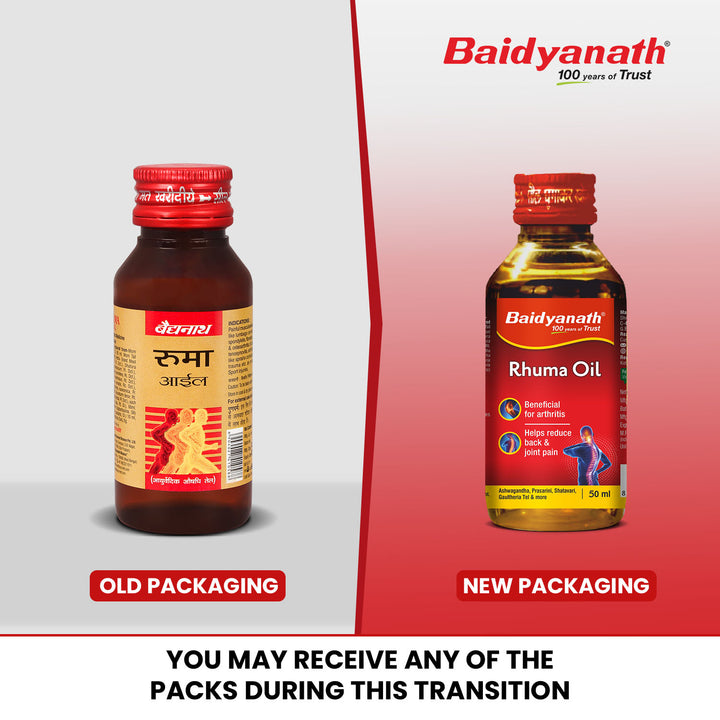 Baidyanath Rhuma Oil 50 ml Ayurvedic Massage Oil Helpful in Joint Pain, and Muscle Cramps, Sprains & Strains