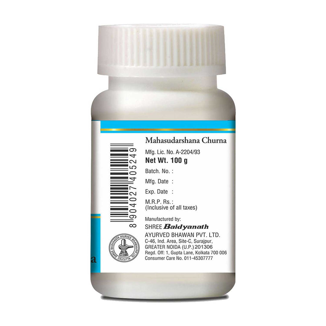 Baidyanath Mahasudarshana Churna back detail show.