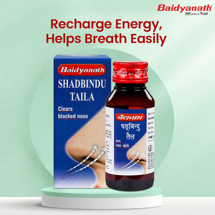Baidyanath Shadbindu Tel Helps to Reduce Severe Pain in the head and feeling of sensitivity to light. 50 ml