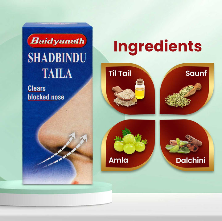Baidyanath Shadbindu Tel Helps to Reduce Severe Pain in the head and feeling of sensitivity to light. 50 ml