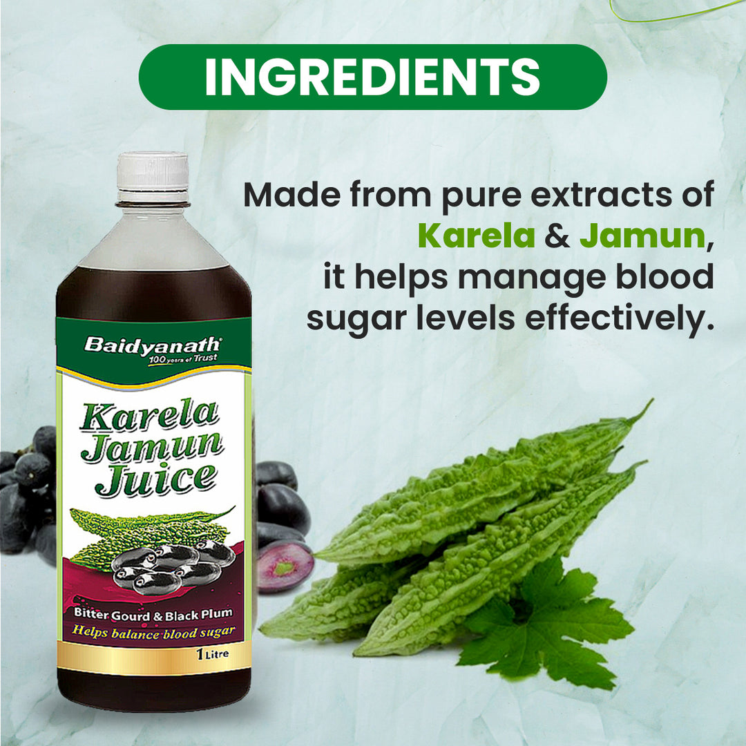 Baidyanath Karela Jamun Juice -1000ml | Natural Remedy for Blood Sugar Management |Good for Diabetic Care