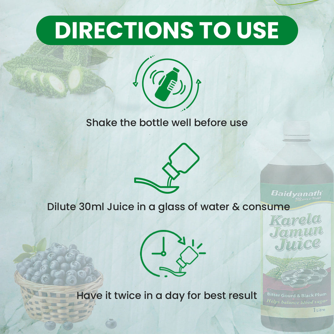 Baidyanath Karela Jamun Juice -1000ml | Natural Remedy for Blood Sugar Management |Good for Diabetic Care