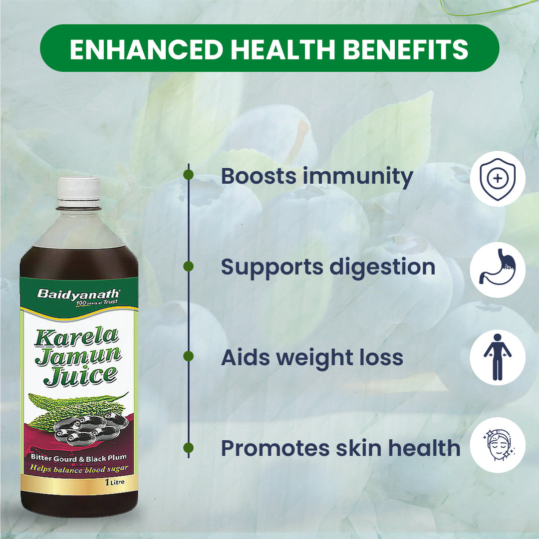 Baidyanath Karela Jamun Juice -1000ml | Natural Remedy for Blood Sugar Management |Good for Diabetic Care