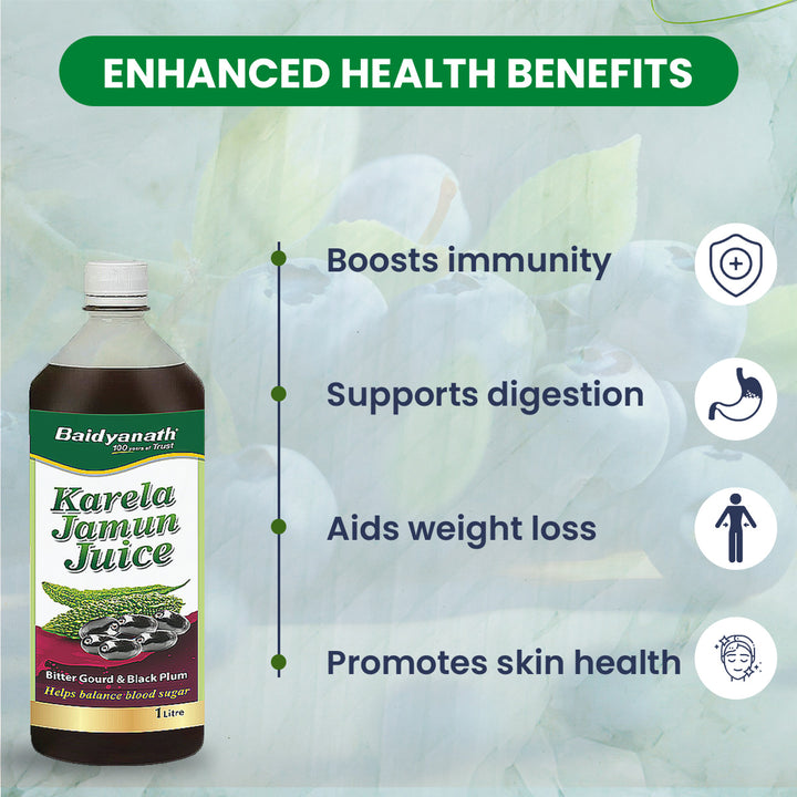 Baidyanath Karela Jamun Juice -1000ml | Natural Remedy for Blood Sugar Management |Good for Diabetic Care