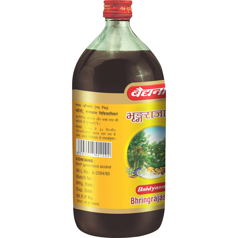Baidyanath Bhringrajasav (450 ml) | Helps to Manage Common Cold, Cough & Premature Greying of Hair | Maintains Overall Wellbeing (Pack of 1)