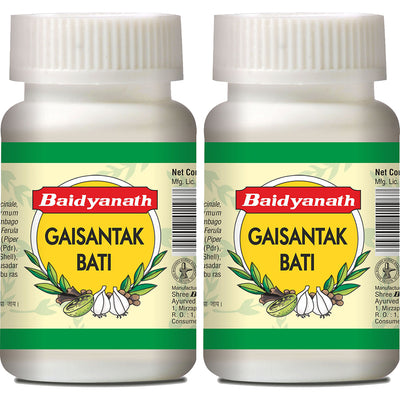 Baidyanath Gaisantak Bati -100gm | Reduces and neutralizes acid levels | Provide Quick relief from common digestive problems like Gas formation, Hyperacidity, and Bloating (Pack of 2)