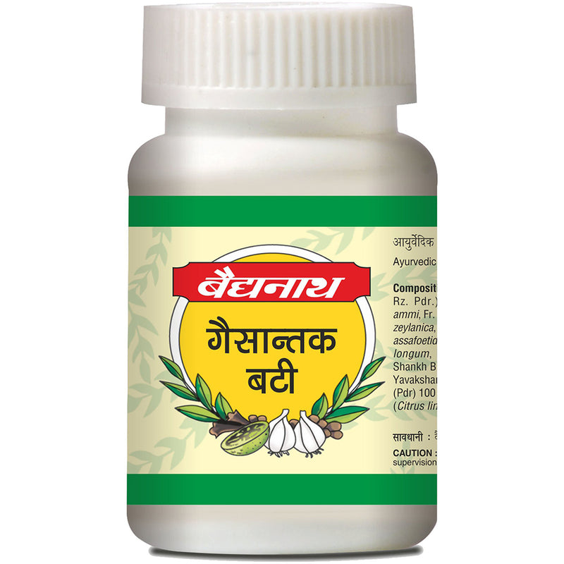 Baidyanath Gaisantak Bati -100gm | Reduces and neutralizes acid levels | Provide Quick relief from common digestive problems like Gas formation, Hyperacidity, and Bloating (Pack of 1)