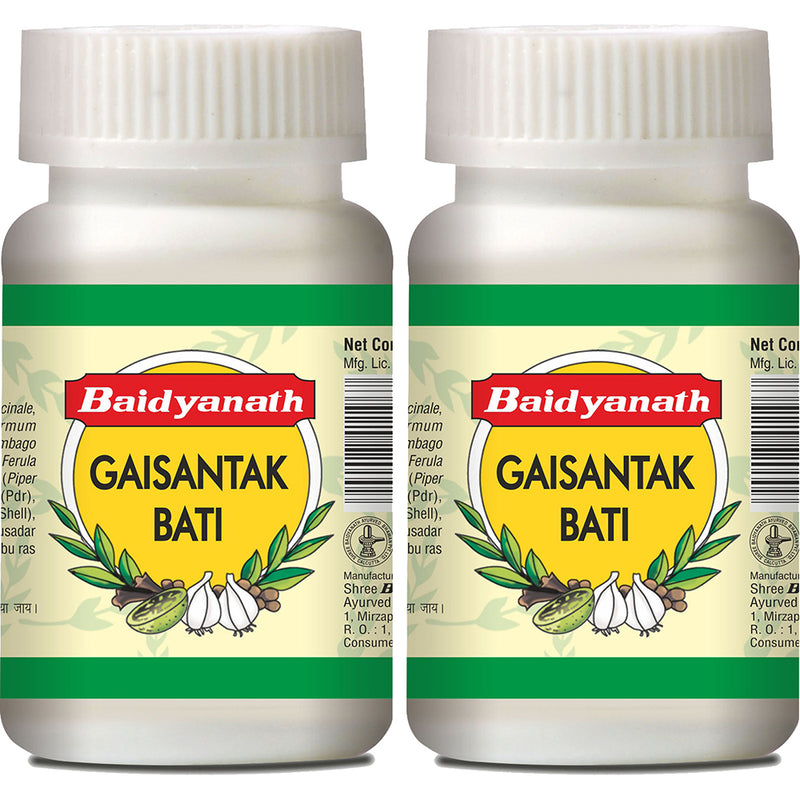 Baidyanath Gaisantak Bati -40 gm | Reduces and neutralizes acid levels | Provide Quick relief from common digestive problems like Gas formation, Hyperacidity, and Bloating (Pack of 2)