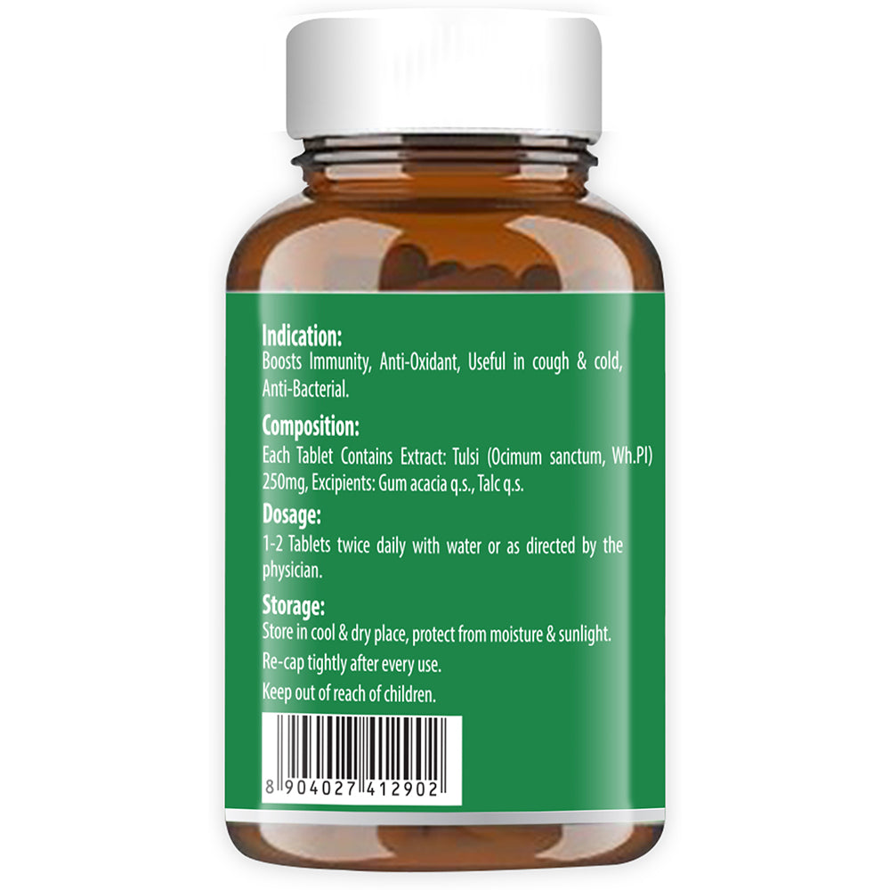 Back view baidyanath tulsi tables bottle