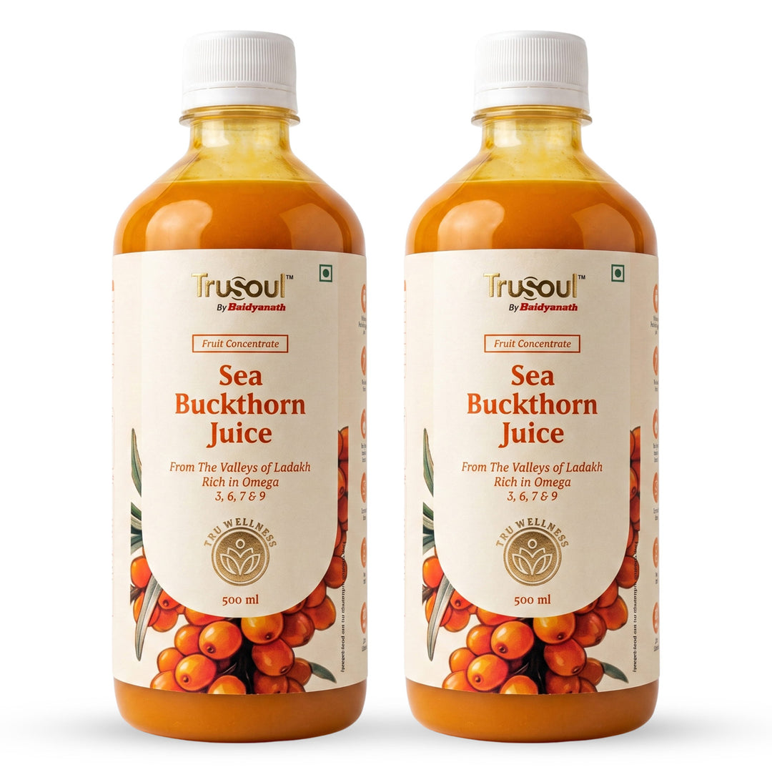 Baidyanath Sea Buckthorn Juice 500ml | Himalayan Ladakh Berry Fruit Pulp Concentrate | Rich in Omega 3, 6, 7 & 9