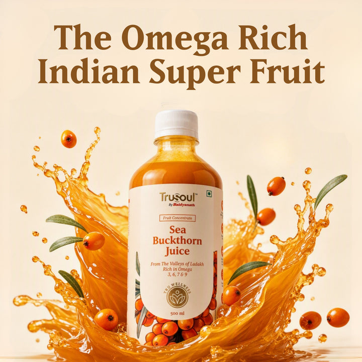 Baidyanath Sea Buckthorn Juice 500ml | Himalayan Ladakh Berry Fruit Pulp Concentrate | Rich in Omega 3, 6, 7 & 9