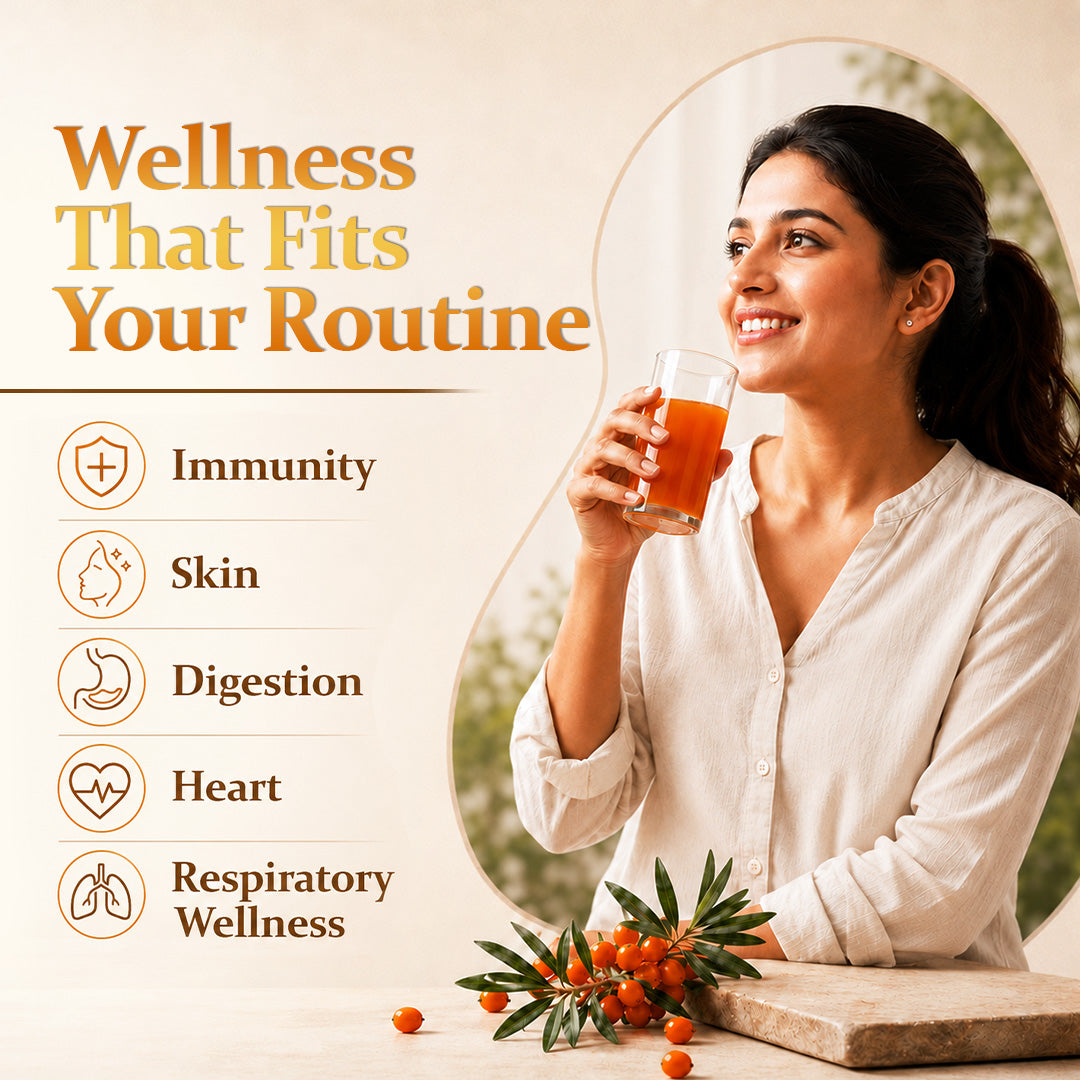 Baidyanath Sea Buckthorn Juice 500ml | Himalayan Ladakh Berry Fruit Pulp Concentrate | Rich in Omega 3, 6, 7 & 9