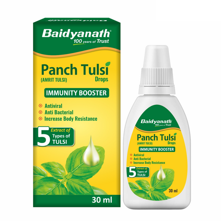 Baidyanath Panch Tulsi Drops - 30 ml | Natural Immunity Booster with Goodness of Five Types of Tulsi (Pack of 1)