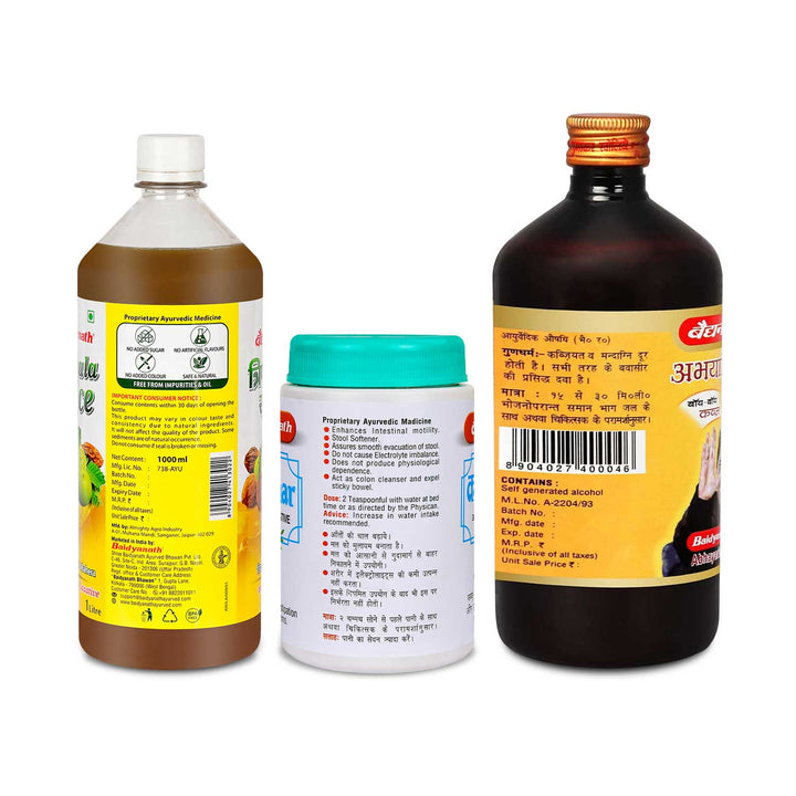 Baidyanath Constipation Combo - Kabz Har 100gm | Abhyarishta 450 ml | Triphala Juice 1 litre