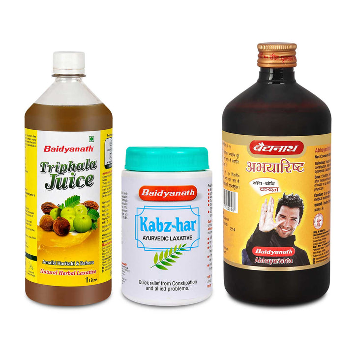 Baidyanath Constipation Combo - Kabz Har 100gm | Abhyarishta 450 ml | Triphala Juice 1 litre