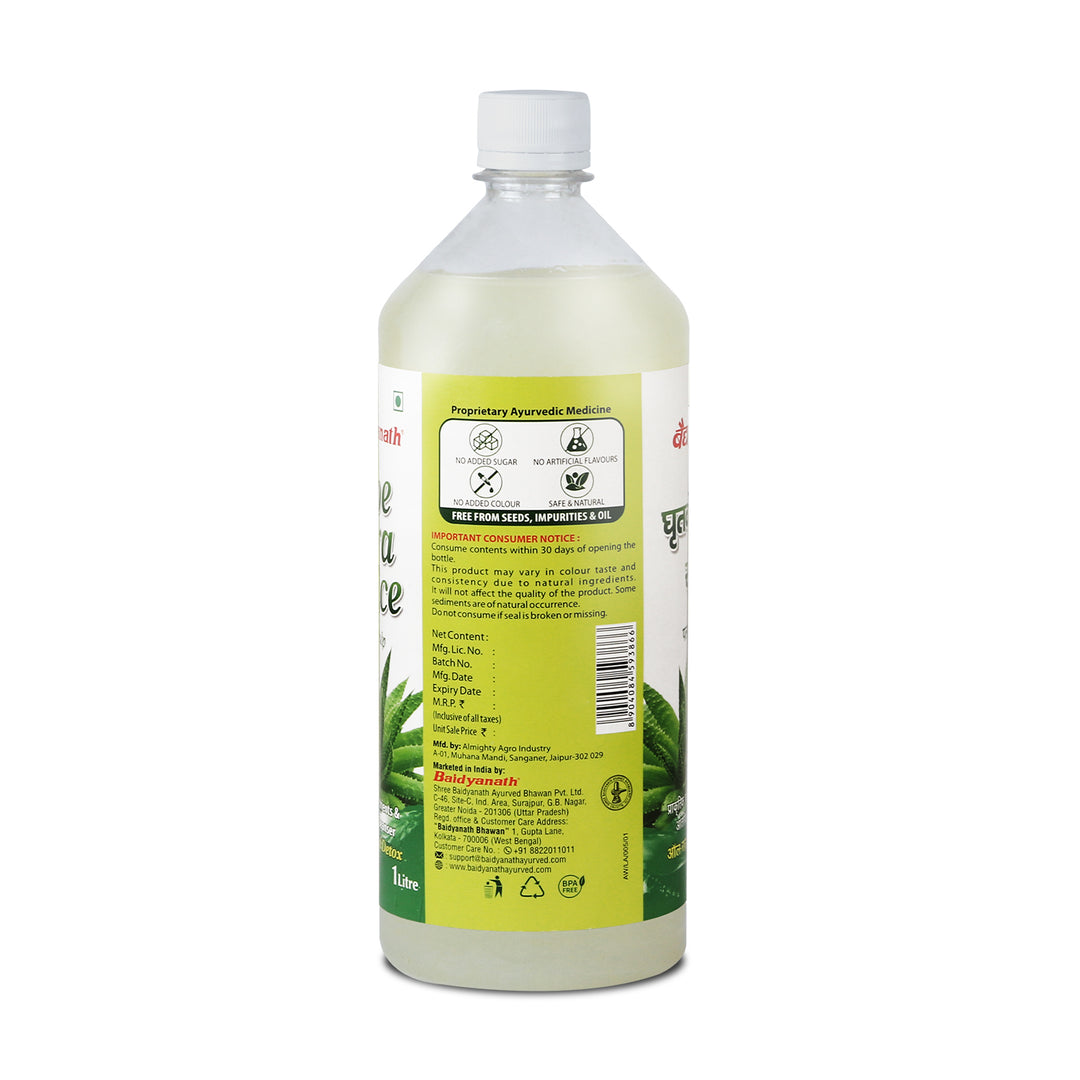 Backside of baidyanath aloe vera jucie bottle