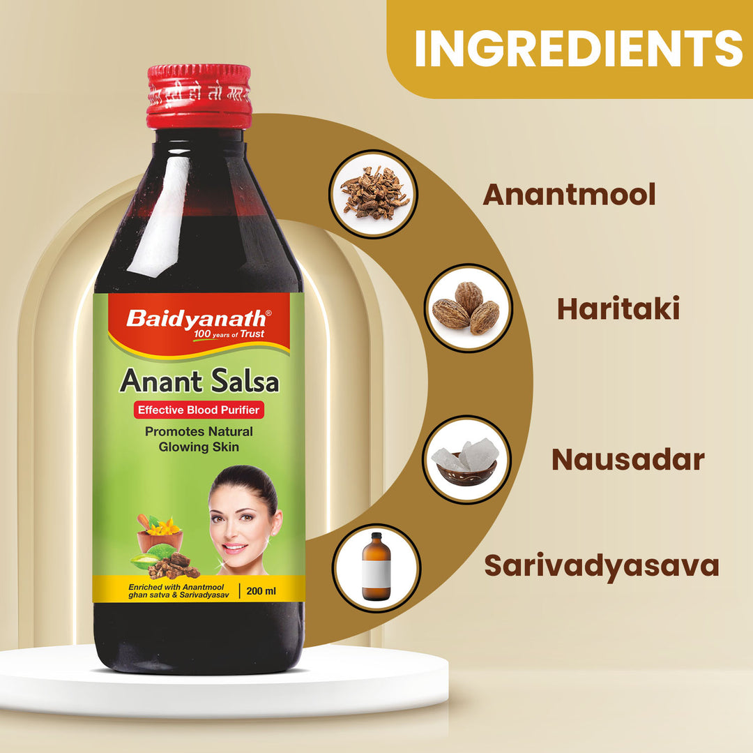 Baidyanath Anant Salsa an effective blood purifier for healthy glowing skin 200 ml