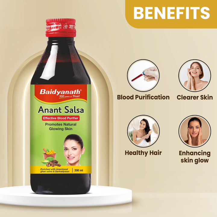 Baidyanath Anant Salsa an effective blood purifier for healthy glowing skin 200 ml