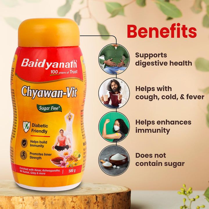 Baidyanath Sugarfree Chyawan-Vit Specially Formulated Chyawanprash With No Added Sugar- With Benefits Of Amla, Ashwagandha And Almonds| Ayurvedic Immunity Booster