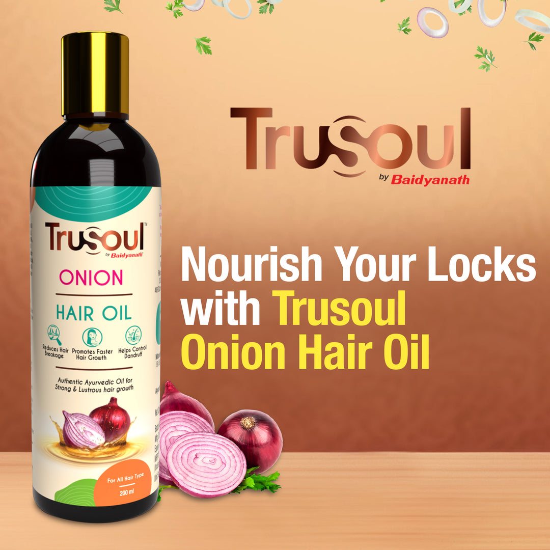 TruSoul By Baidyanath Onion Hair Oil-200ml | Hair Oil for Hair Growth and Hair Fall Control
