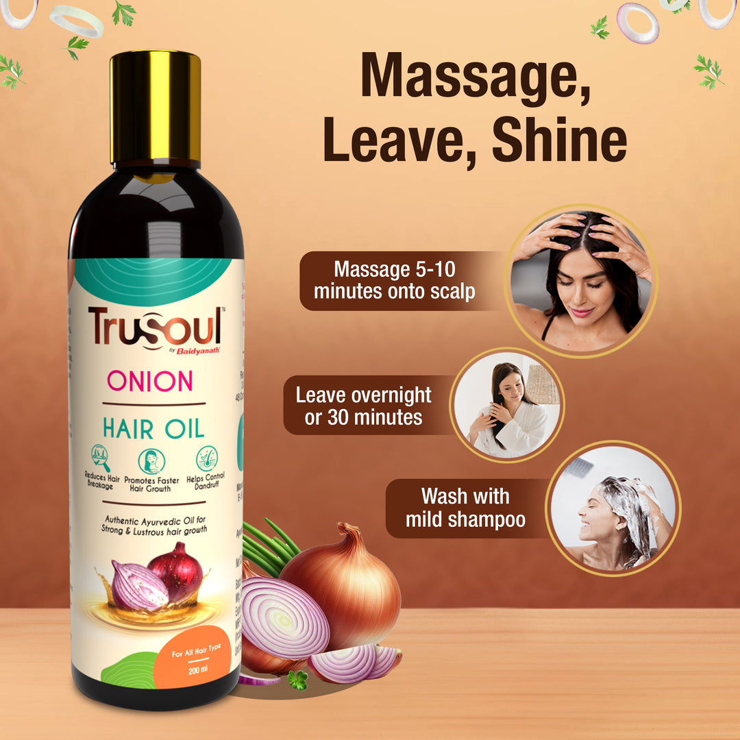 TruSoul By Baidyanath Onion Hair Oil-200ml | Hair Oil for Hair Growth and Hair Fall Control