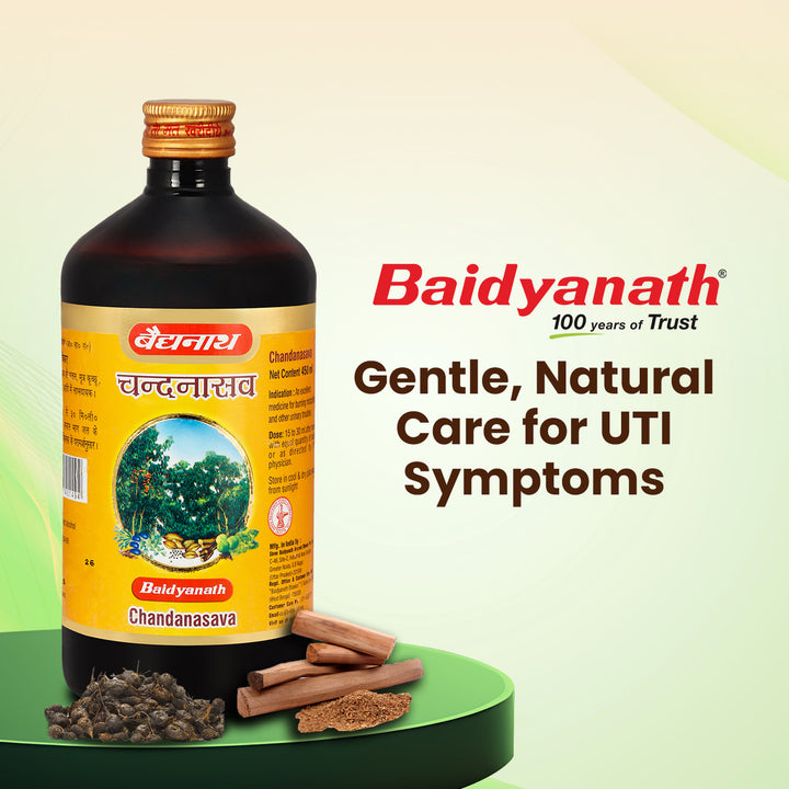 Baidyanath Chandanasava 450ml – Ayurvedic Remedy for UTI Symptoms with Natural Ingredients Like Chandan and Herbal Extracts