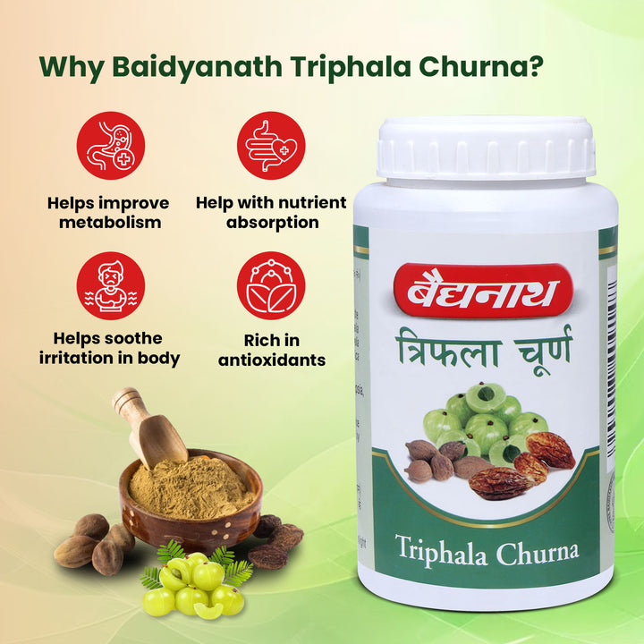 Baidyanath Triphala Churna- 240g | Help to Improve Bowel Movement & Indigestion, Constipation and Digestive Disorders