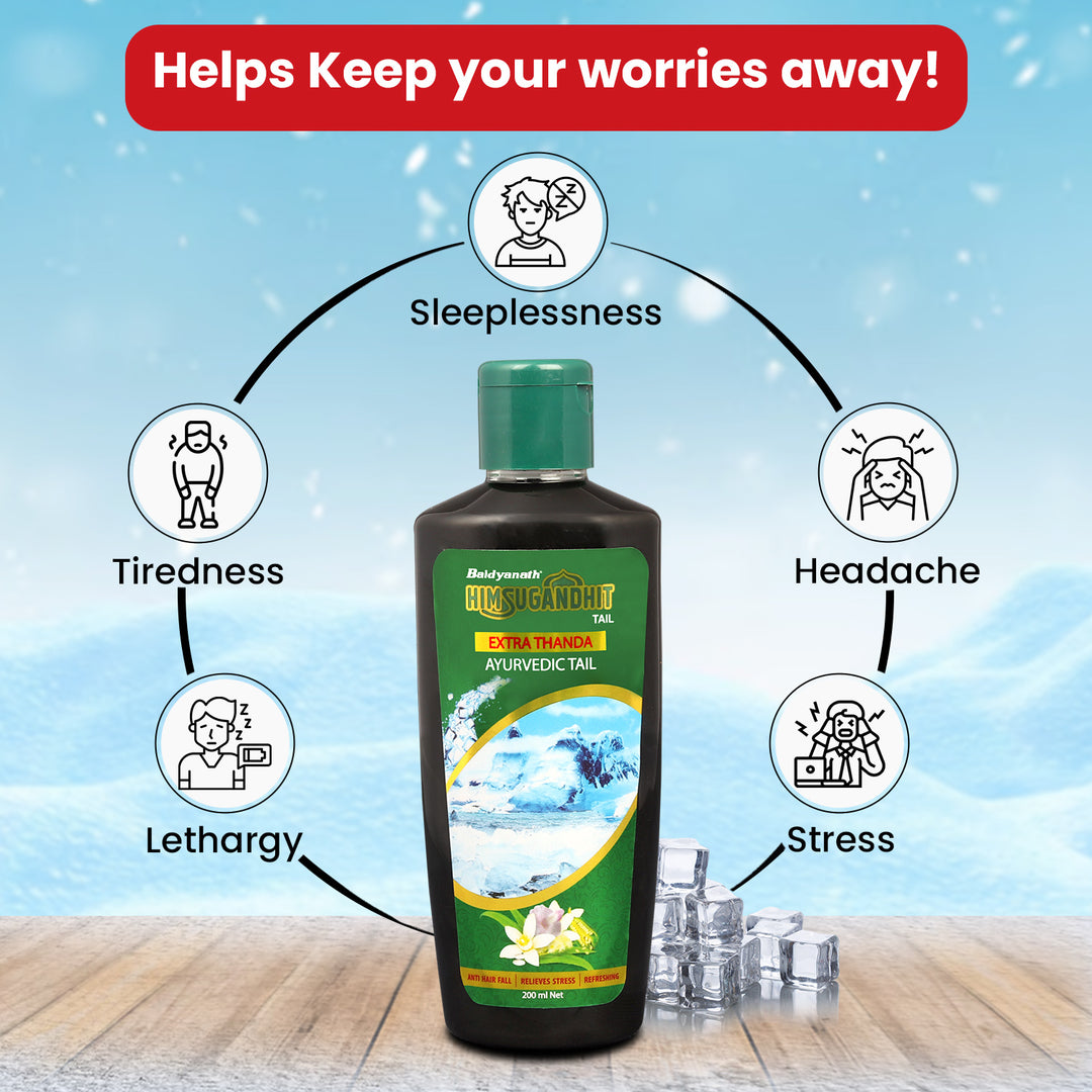 Baidyanath Himsugandhit Tail - 100 ml | Ayurvedic Thanda Tel | Helps to Relieve Headache, Fatigue,Tension & Sleeplessness | Relaxing & Refreshing Cooling Effect (Pack of 1)