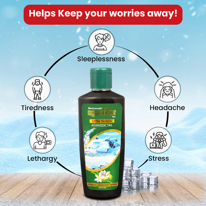 Baidyanath Himsugandhit Tail - 100 ml | Ayurvedic Thanda Tel | Helps to Relieve Headache, Fatigue,Tension & Sleeplessness | Relaxing & Refreshing Cooling Effect (Pack of 1)