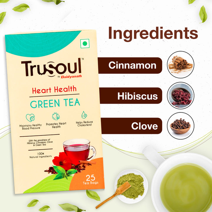 TruSoul By Baidyanath Natural Herbal Heart and Health Green Tea -25 bags