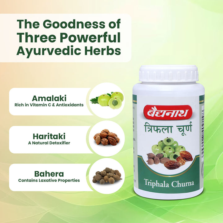 Baidyanath Triphala Churna- 240g | Help to Improve Bowel Movement & Indigestion, Constipation and Digestive Disorders