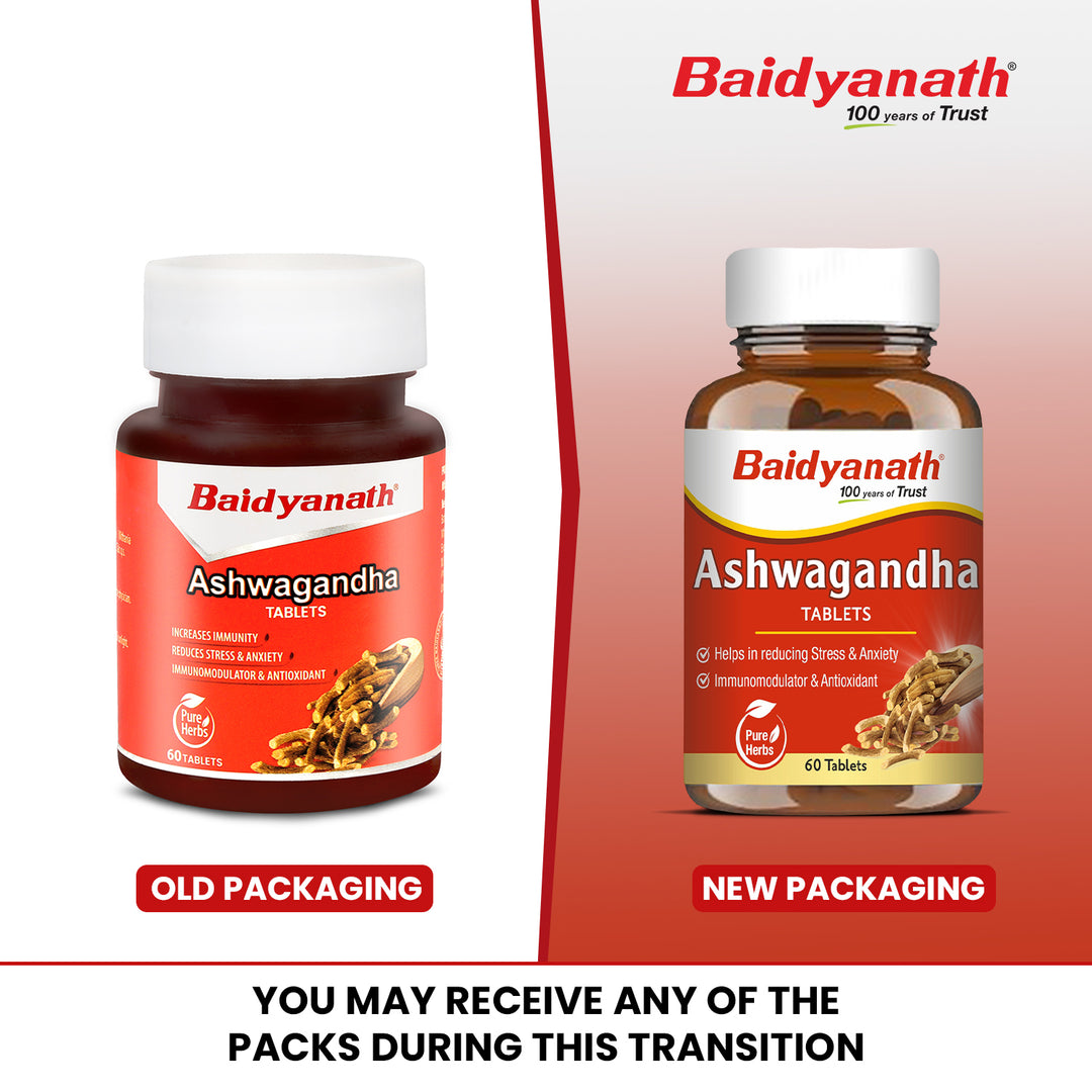 Baidyanath Ashwagandha- General Wellness Tablets (60 Tab) | Rejuvenates Mind and Body