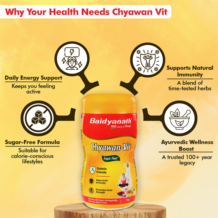Baidyanath Sugarfree Chyawan Chyawanprash -Vit 1 Kg- With No Added Sugar- With Benefits Of Amla, Ashwagandha and Giloy| Ayurvedic Immunity Booster