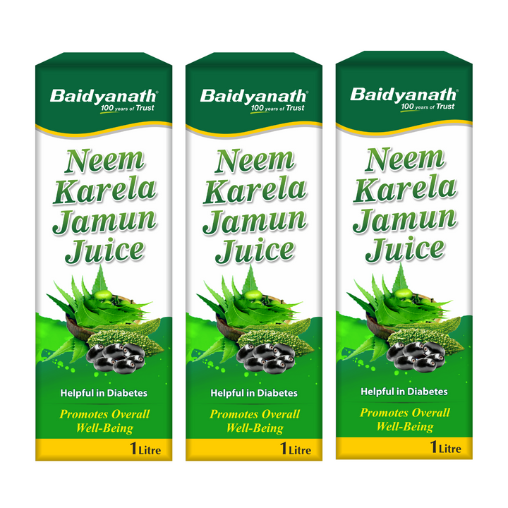 Baidyanath Neem Karela Jamun Juice -1000ml | Natural Remedy for Blood Sugar Management & Reduces Bad Cholesterol | Ayurvedic Health Juice For Digestive Health, Diabetic Care, Skin Care & Natural Detox | No Added Sugar