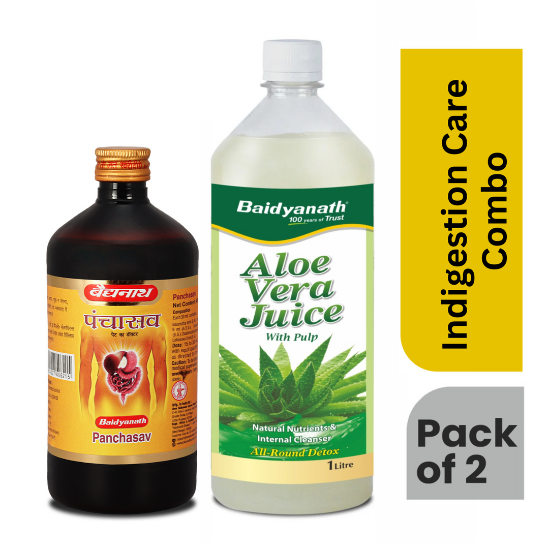 Baidyanath Indigestion Care Combo- Aloe vera juice 1 LT, Panchasav 450ML  (Pack of 2)