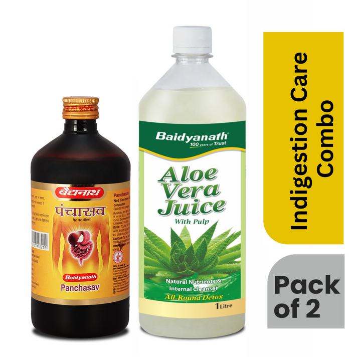 Baidyanath Indigestion Care Combo- Aloe vera juice 1 LT, Panchasav 450ML  (Pack of 2)