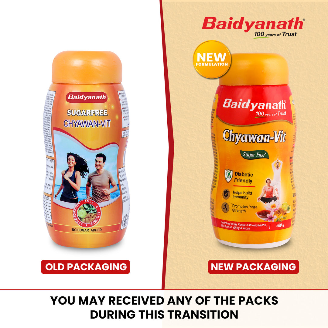 Baidyanath Sugarfree Chyawan-Vit 500 gm- Specially Formulated Chyawanprash With No Added Sugar- With Benefits Of Amla, Ashwagandha And Almonds| Ayurvedic Immunity Booster (Pack of 1)