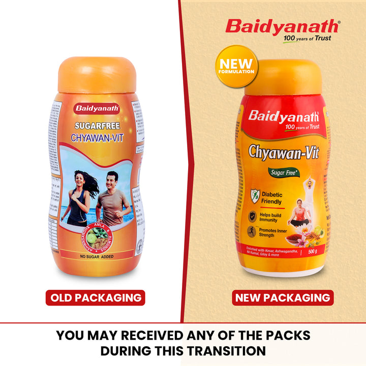 Baidyanath Sugarfree Chyawan-Vit 500 gm- Specially Formulated Chyawanprash With No Added Sugar- With Benefits Of Amla, Ashwagandha And Almonds| Ayurvedic Immunity Booster (Pack of 1)