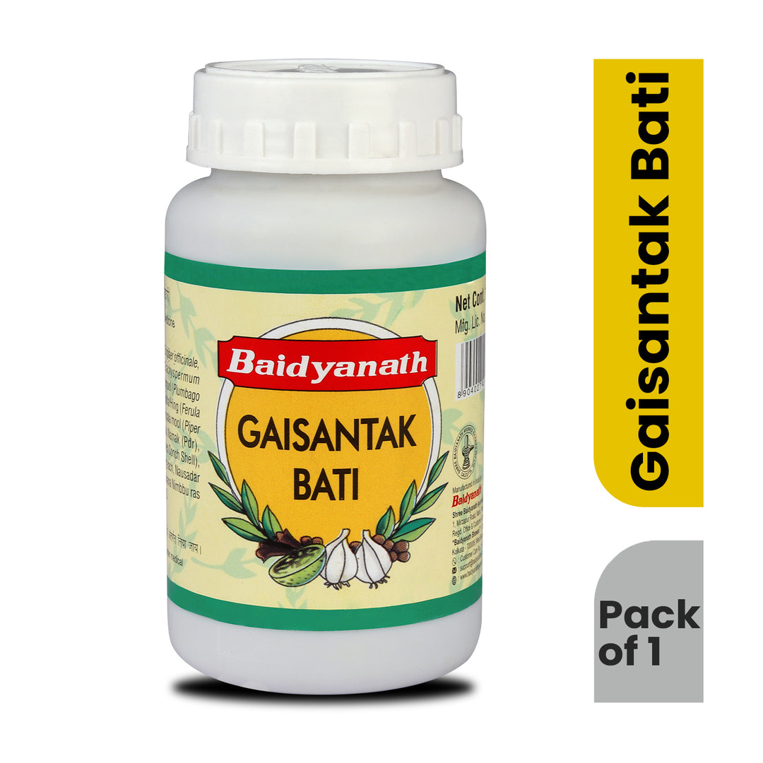 Baidyanath Gaisantak Bati -100gm | Reduces and neutralizes acid levels | Provide Quick relief from common digestive problems like Gas formation, Hyperacidity, and Bloating