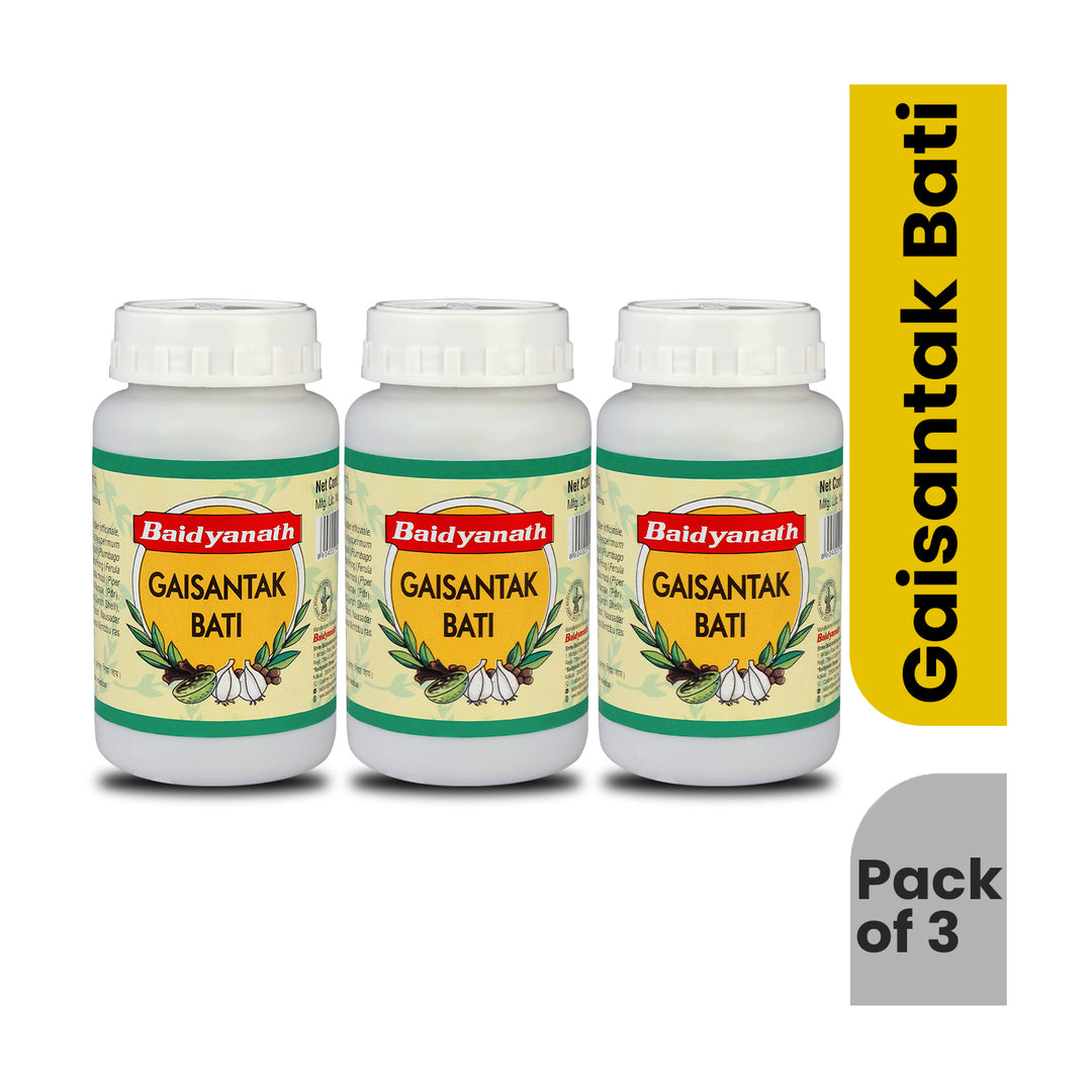 Baidyanath Gaisantak Bati -100gm | Reduces and neutralizes acid levels | Provide Quick relief from common digestive problems like Gas formation, Hyperacidity, and Bloating