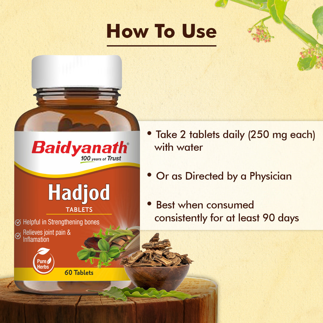 Baidyanath Hadjod Tablets | Supports Bone & Joint health-60 Tablets