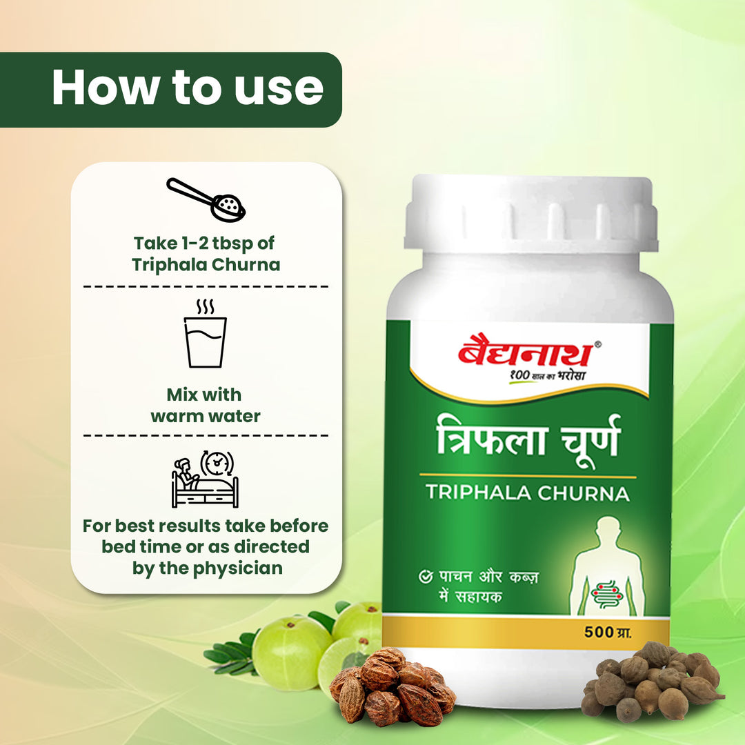 Baidyanath Triphala Churna 500g | Ayurvedic Herbal Powder for Digestion & Detox | Natural Gut Health Support